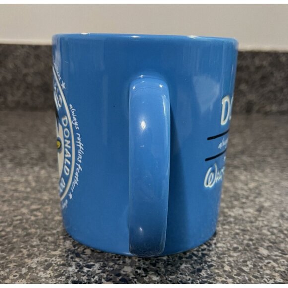 Donald Duck Always Ruffling Feathers Large Mug Disney Parks Blue Raised Design - Picture 4 of 6